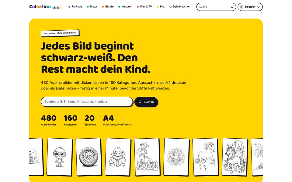 Colorfino — kostenlose Ausmalbilder für Kinder