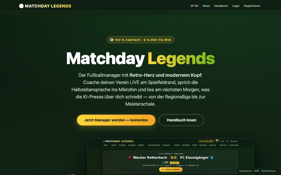 Matchday Legends — Der Retro-Fußballmanager